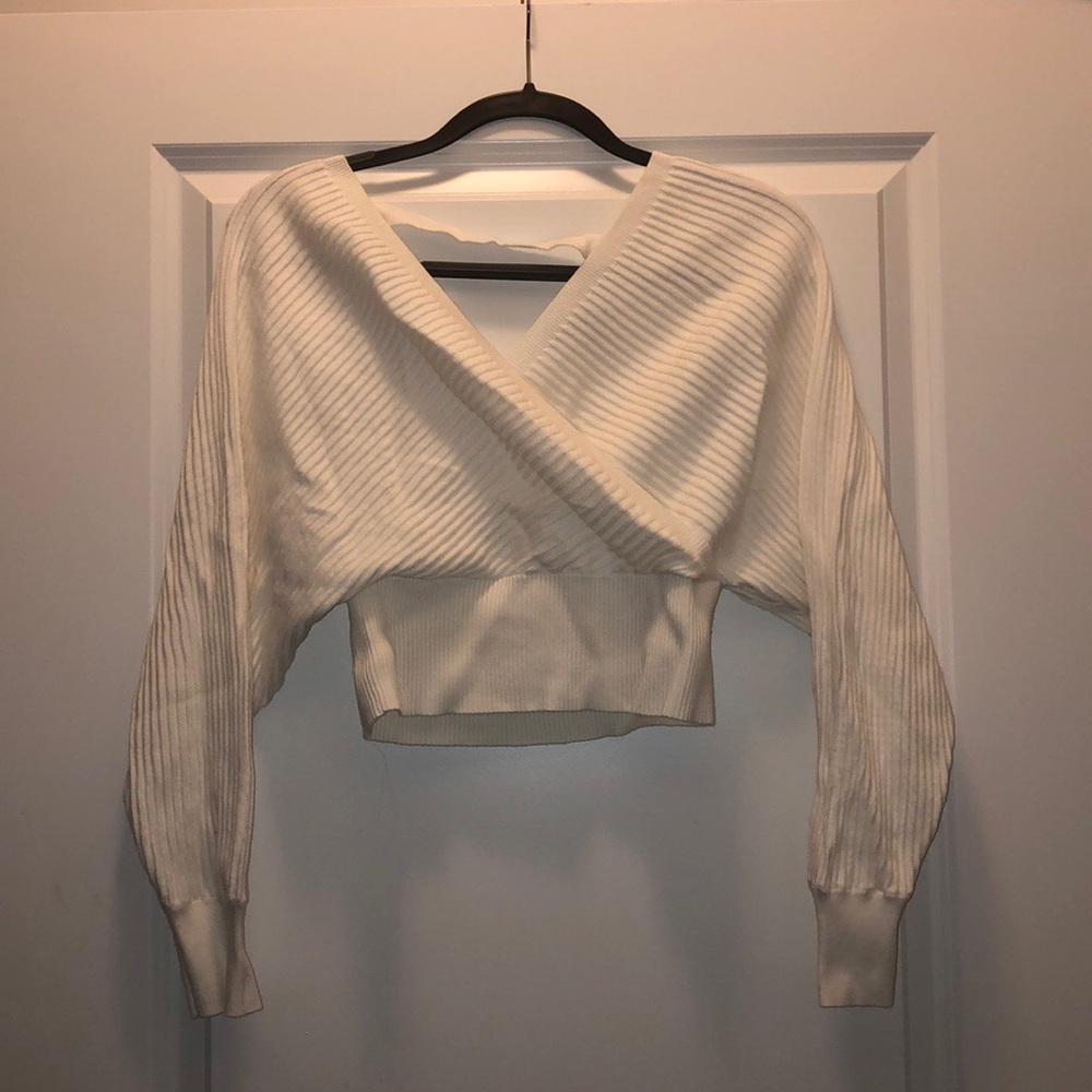 White Cropped Sweater